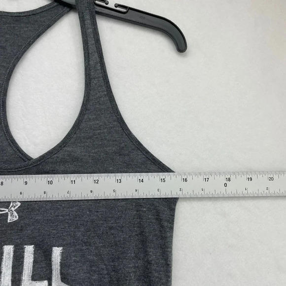 Under Armour Tank Top Women's Sz S Gray Statement Print Scoop Neck Racerback - Picture 3 of 7